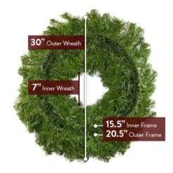 30" Unlit Deluxe Oregon Fir Wreath - Bow Option Available -Twinkly Shop 30 dof back diagram 1