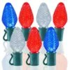 24 Light Red, Pure White & Blue C7 LED Christmas Lights - 8" Spacing -Twinkly Shop c7 248 rwb