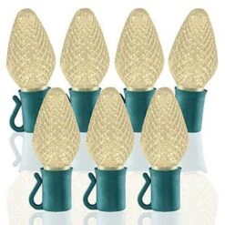 26 Light Warm White C7 LED Christmas Lights - 8" Spacing