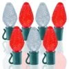 26 Light Pure White & Red C7 LED Christmas Lights - 8" Spacing -Twinkly Shop c7 268 pwr