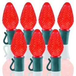 26 Light Red C7 LED Christmas Lights - 8" Spacing