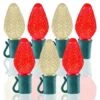 26 Light Warm White & Red C7 LED Christmas Lights - 8" Spacing -Twinkly Shop c7 268 wwr