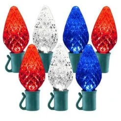 24 Light Red,Pure White & Blue C9 LED Christmas Lights - 8" Spacing