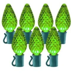 26 Light Lime Green C9 LED Christmas Lights - 8" Spacing