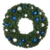 36" Unlit Decorated Wreath - Blue And Silver Décor - Bow Option Available -Twinkly Shop dw 36 bs 2