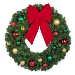 36" Unlit Decorated Wreath - Colors Of The Holidays - Bow Option Available -Twinkly Shop dw 36 coth b vb 12 r 1