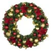 36" Unlit Decorated Wreath - DELUXE Royal Poinsettia - Bow Option Available -Twinkly Shop dw 36 del rgd ep 1