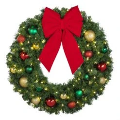 36" Lit LED Warm White Decorated Wreath - Colors Of The Holidays - Bow Option Available -Twinkly Shop dw 36 led coth b vb 12 r1