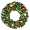 36" Lit LED Warm White Decorated Wreath - DELUXE Colors Of The Holidays - Bow Option Available -Twinkly Shop dw 36 led del coth 1
