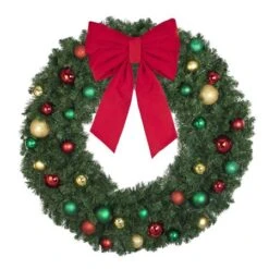 48" Unlit Decorated Wreath - Colors Of The Holidays - Bow Option Available -Twinkly Shop dw 48 coth b vb 18 r