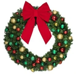 48" Unlit Decorated Wreath - DELUXE Colors Of The Holidays - Bow Option Available -Twinkly Shop dw 48 del coth b vb 18 r