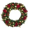 48" Unlit Decorated Wreath - DELUXE Royal Poinsettia - Bow Option Available -Twinkly Shop dw 48 del rgd ep 1