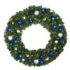 48" Lit LED Warm White Decorated Wreath - Blue And Silver Décor - Bow Option Available 1 48" Lit LED Warm White Decorated Wreath - Blue And Silver Décor - Bow Option Available -Twinkly Shop dw 48 led bs