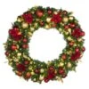 48" Lit LED Warm White Decorated Wreath - DELUXE Royal Poinsettia - Bow Option Available -Twinkly Shop dw 48 led del rgd ep 1