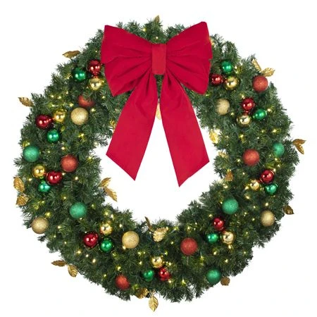 48" Lit LED Warm White Decorated Wreath - Traditional Décor - Bow Option Available 6 48" Lit LED Warm White Decorated Wreath - Traditional Décor - Bow Option Available - Image 4