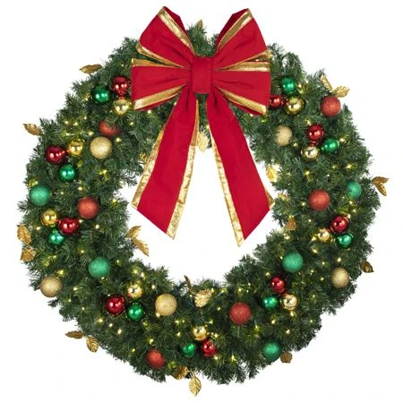 48" Lit LED Warm White Decorated Wreath - Traditional Décor - Bow Option Available 5 48" Lit LED Warm White Decorated Wreath - Traditional Décor - Bow Option Available - Image 3