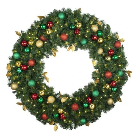 48" Lit LED Warm White Decorated Wreath - Traditional Décor - Bow Option Available 3 48" Lit LED Warm White Decorated Wreath - Traditional Décor - Bow Option Available