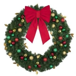 48" Unlit Decorated Wreath - Traditional Décor - Bow Option Available -Twinkly Shop dw 48 t b vb 18 r