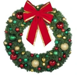 60" Unlit Decorated Wreath - DELUXE Colors Of The Holiday - Bow Option Available -Twinkly Shop dw 60 del coth b vb 24 rgt