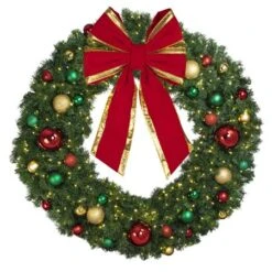 60" Lit LED Warm White Decorated Wreath - Colors Of The Holidays - Bow Option Available -Twinkly Shop dw 60 led coth b vb 24 rgt