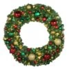 60" Lit LED Warm White Decorated Wreath - DELUXE Colors Of The Holidays - Bow Option Available -Twinkly Shop dw 60 led del coth 1