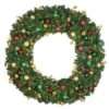 60" Lit LED Warm White Decorated Wreath - Traditional Décor - Bow Option Available -Twinkly Shop dw 60 led t