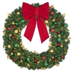 60" Lit LED Warm White Decorated Wreath - Traditional Décor - Bow Option Available 8 60" Lit LED Warm White Decorated Wreath - Traditional Décor - Bow Option Available -Twinkly Shop dw 60 led t b vb 24 r
