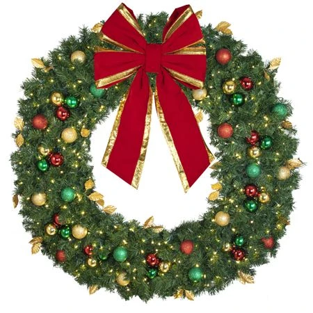 60" Lit LED Warm White Decorated Wreath - Traditional Décor - Bow Option Available 4 60" Lit LED Warm White Decorated Wreath - Traditional Décor - Bow Option Available - Image 2