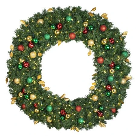 60" Lit LED Warm White Decorated Wreath - Traditional Décor - Bow Option Available 3 60" Lit LED Warm White Decorated Wreath - Traditional Décor - Bow Option Available