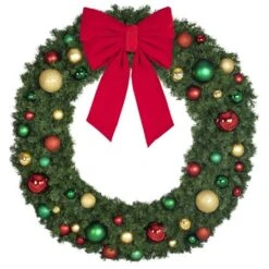 72" Unlit Decorated Wreath - Colors Of The Holidays - Bow Option Available 9 72" Unlit Decorated Wreath - Colors Of The Holidays - Bow Option Available -Twinkly Shop dw 72 coth b vb 24 r