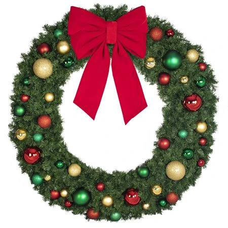 72" Unlit Decorated Wreath - Colors Of The Holidays - Bow Option Available 6 72" Unlit Decorated Wreath - Colors Of The Holidays - Bow Option Available - Image 4