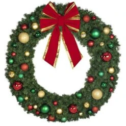 72" Unlit Decorated Wreath - Colors Of The Holidays - Bow Option Available 8 72" Unlit Decorated Wreath - Colors Of The Holidays - Bow Option Available -Twinkly Shop dw 72 coth b vb 24 rgt