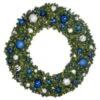 72" Lit LED Warm White Decorated Wreath - Blue And Silver Décor - Bow Option Available -Twinkly Shop dw 72 led bs 1