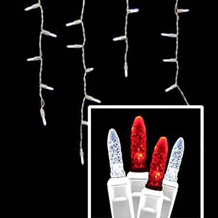 LED Icicle Lights - 70 Light Set - Pure White & Red 3 LED Icicle Lights - 70 Light Set - Pure White & Red