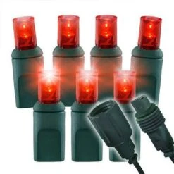 Slow Fade Red Wide Angle Conical - 4" Spacing, 70 Bulb, Grn Cord, UL Coaxial RY Plug - Full Wave