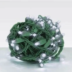 Wide Angle Conical - 4" Spacing, 70 Bulb, Grn Cord, UL Coaxial RY Plug - Full Wave - Pure White - Balled