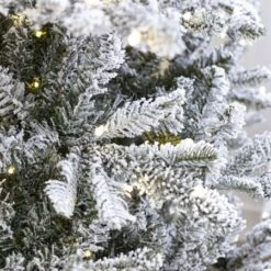 7.5' Indoor LED Flocked Siberian Fir Christmas Tree - Warm White -Twinkly Shop t it 75 1230 ww 2 crop