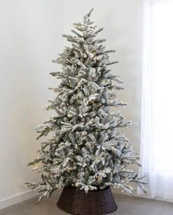 7.5' Indoor LED Flocked Siberian Fir Christmas Tree - Warm White