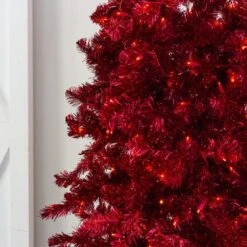 7.5' Indoor LED Shimmer Spruce Tinsel Christmas Tree - Red -Twinkly Shop t it 75 1238 r 3 crop