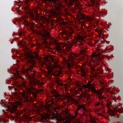 7.5' Indoor LED Shimmer Spruce Tinsel Christmas Tree - Red -Twinkly Shop t it 75 1238 r 4 crop