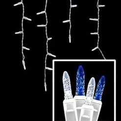 LED Twinkle Icicle Lights - 70 Light Set - Pure White & Blue