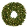 36" Lit Warm White And Red Deluxe Oregon Fir Wreath - Bow Option Available -Twinkly Shop w 36 dofl wwr