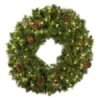 36" Lit Warm White Deluxe Mixed Pine Wreath - Bow Option Available -Twinkly Shop w 36 mpl t ww 2