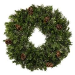 36" Unlit Deluxe Mixed Pine Wreath - Bow Option Available