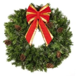 48" Unlit Deluxe Mixed Pine Wreath - Bow Option Available -Twinkly Shop w 36 mpu t b vb 12 rgt 1