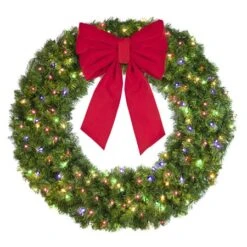 48" Lit Multi Deluxe Oregon Fir Wreath - Bow Option Available -Twinkly Shop w 48 dofl 6 m b vb 18 r