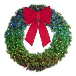 60" Twinkly Pro RGBW Deluxe Oregon Fir Wreath - Bow Option Available -Twinkly Shop w 48 dofl 6 twkprgbw b vb 18 r 2