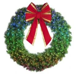 60" Twinkly Pro RGBW Deluxe Oregon Fir Wreath - Bow Option Available -Twinkly Shop w 48 dofl 6 twkprgbw b vb 18 rgt 2