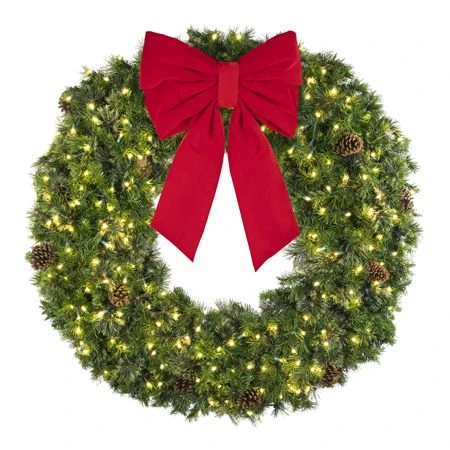 48" Deluxe Mixed Pine Wreath, Lit - Bow Option Available 6 48" Deluxe Mixed Pine Wreath, Lit - Bow Option Available - Image 4
