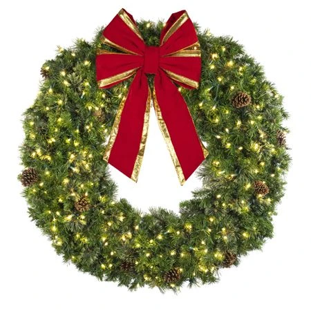 48" Deluxe Mixed Pine Wreath, Lit - Bow Option Available 5 48" Deluxe Mixed Pine Wreath, Lit - Bow Option Available - Image 3